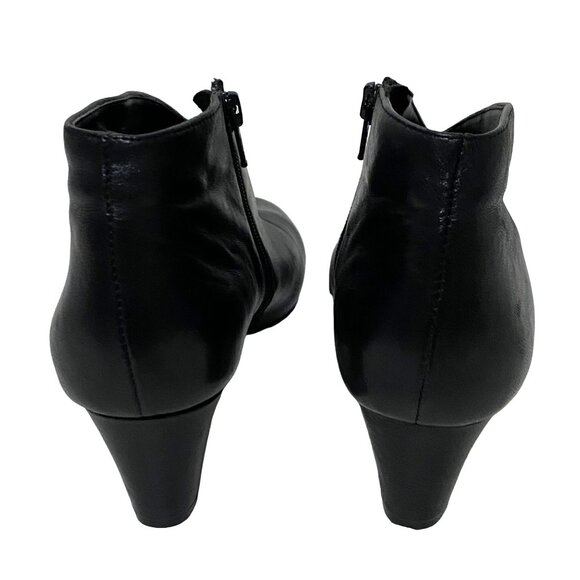 David Tate Fame Soft Leather Ankle Bootie Womens Size 8 M Black Heels Academia - Picture 3 of 7